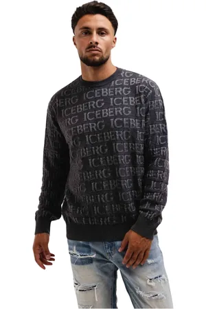Iceberg Sweathshirts & Hoodies, Herre, Grå, S, Bomuld, Grå Rund Hals Sweater Mænd