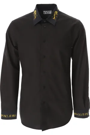 VERSACE Skjorte, Herre, Sort, 2XL, Bomuld, Barok Krave Manchet Skjorte