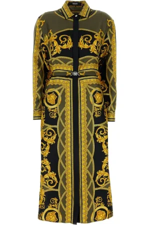 VERSACE Kjole, Dame, Flerfarvet, M, Barok Silke Twill Kjole