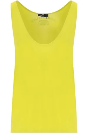 Elisabetta Franchi Top, Dame, Gul, XS, Broderet Logo Cedar Top