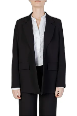 SANDRO FERRONE Jakke, Dame, Sort, M, Polyester, Sort Lapel Krave Blazer Forår/Sommer