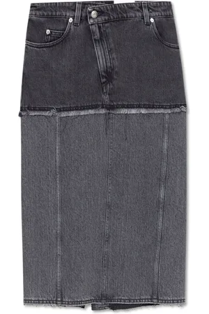 Alexander McQueen Nederdel, Dame, Grå, M, Denim, Denim Nederdel med Cut-Out