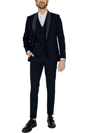 MULISH Jakkesæt, Herre, Blå, XL, Polyester, Blå Classic Collar Suit til Mænd