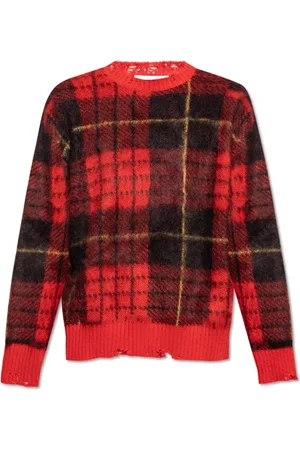 Alexander McQueen Strik, Herre, Rød, XL, Uld, Sweater med ternmønster