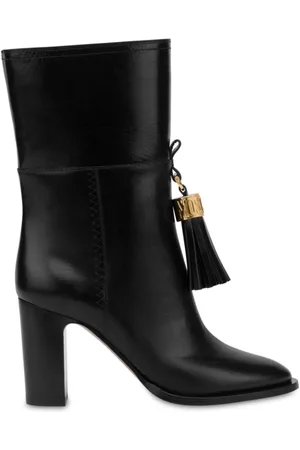 Moschino Sko, Dame, Sort, 37 EU, Læder, Sort Læder Tassel Støvler