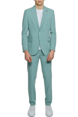 MULISH Jakkesæt, Herre, Grøn, XL, Polyester, Grøn Lapel Krave Jakkesæt til Mænd