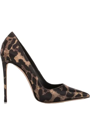 LE SILLA Sko, Dame, Brun, 39 EU, Satin, Leopard Print Satin Pumps