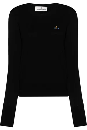 Vivienne Westwood Strik, Dame, Sort, M, Bomuld, Sort Sweater med Orb Logo