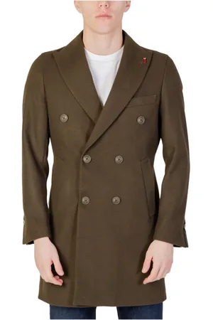 MULISH Frakke, Herre, Grøn, L, Uld, Stilfuld Grøn V-Neck Frakke