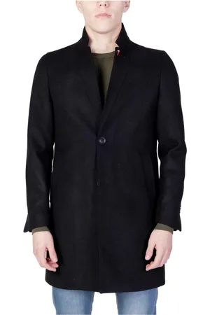MULISH Frakke, Herre, Sort, 2XL, Uld, Sort V-hals Knapfrakke Efterår/Vinter
