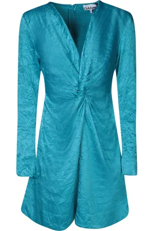 Ganni Kjole, Dame, Blå, XS, Polyester, Blå Kjole