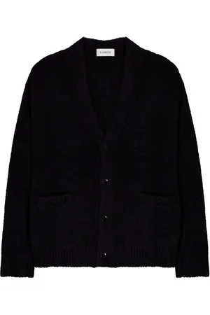 LANEUS Strik, Herre, Sort, XL, Uld, Behagelig Cardigan med Drop Skulder
