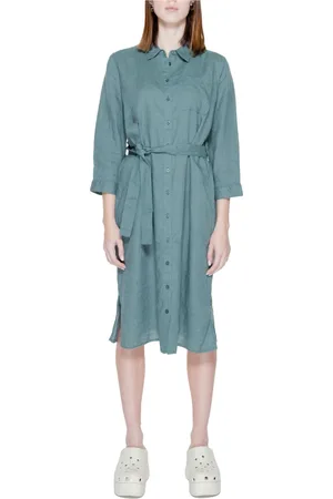 Street one Kjole, Dame, Grøn, 3XL, Linned, Grøn Linnedknapkjole