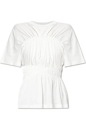 Alexander McQueen Top, Dame, Hvid, XS, Bomuld, T-shirt med rynkning