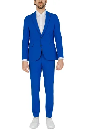 MULISH Jakkesæt, Herre, Blå, 2XL, Polyester, Blåt jakkesæt med forlommer