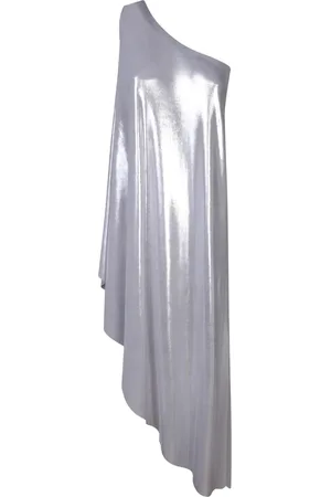 Norma Kamali Kjole, Dame, Grå, XS, Uld, Metallic One Shoulder Top