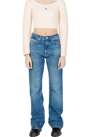 Calvin Klein Jeans, Dame, Blå, W32 L32, Bomuld, Blå Slidte Jeans med Lynlås