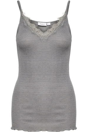 Saint Tropez Top, Dame, Grå, XL, Uld, Mayasz Strap Top Mist Grey Melange