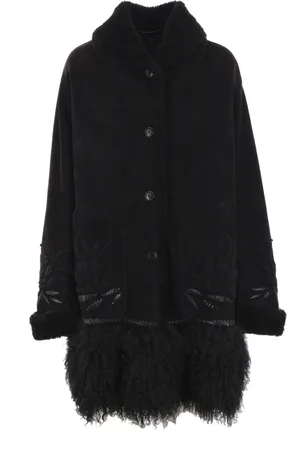 ERMANNO SCERVINO Frakke, Dame, Sort, XS, Sort Shearling Blomsterfrakke
