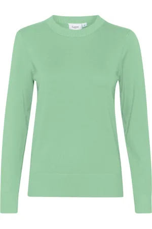 Saint Tropez Strik, Dame, Grøn, 2XL, Uld, Grøn Strik Pullover Sweater