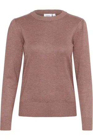 Saint Tropez Strik, Dame, Brun, XL, Uld, MilaSZ Pullover Strik Antler Melange