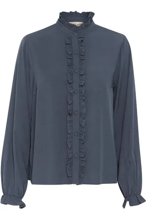 Cream Bluser & Skjorter, Dame, Blå, S, Frill Shirt Bluser Ombre