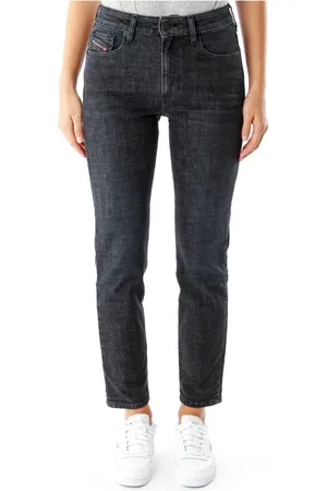Diesel Jeans, Dame, Sort, W26 L32, Bomuld, Slim Fit Mid Waist Jeans