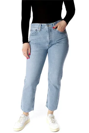 AGOLDE Jeans, Dame, Blå, W31, Uld, Cropped Straight Fit Jeans
