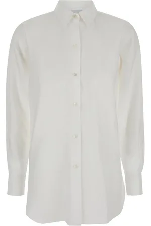 Plaîn Units Bluser & Skjorter, Dame, Hvid, 2XL, Linned, Klassisk Hvid Linnedskjorte Oversize Pasform