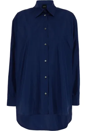 Plaîn Units Bluser & Skjorter, Dame, Blå, S, Uld, Oversize Taffeta Skjorte
