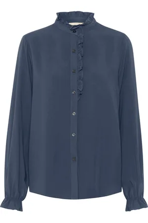 Cream Bluser & Skjorter, Dame, Blå, M, Feminin Ombre Skjortebluse