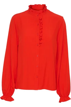Cream Bluser & Skjorter, Dame, Rød, 2XL, Flame Scarlet Skjortebluse med Pufærmer