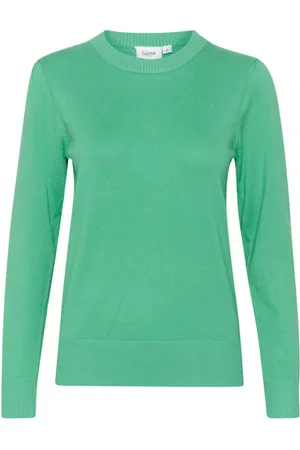 Saint Tropez Strik, Dame, Grøn, L, Uld, Grøn Pullover Sweater Gumdrop Stil