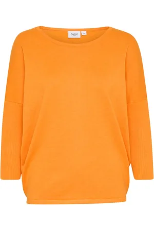 Saint Tropez Strik, Dame, , XS, Uld, Apricot Melange R-Neck Pullover Sweater