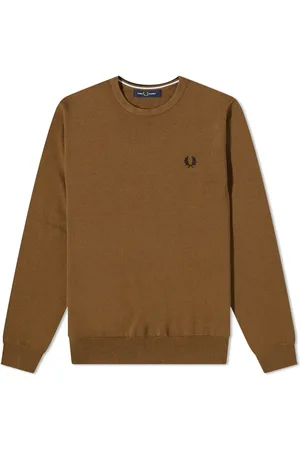 Fred Perry Sweathshirts & Hoodies, Herre, Brun, L, Bomuld, Klassisk Crew Neck Jumper