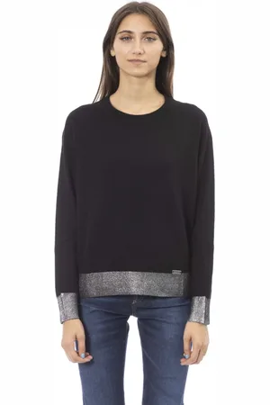 BALDININI Strik, Dame, Sort, M, Trendy Langærmet Strik Top