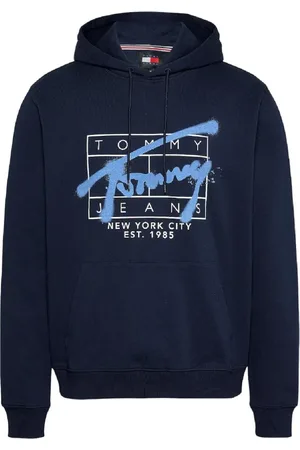 Tommy Hilfiger Sweathshirts & Hoodies, Herre, Blå, L, Bomuld, Spray Reg Hættetrøje