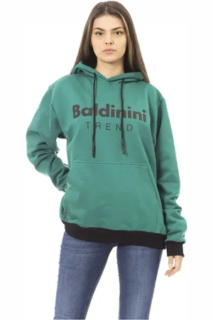 BALDININI Sweathshirts & Hoodies, Dame, Grøn, XL, Uld, Hættetrøje med Frontlomme og Logo