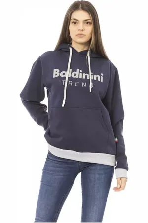 BALDININI Sweathshirts & Hoodies, Dame, Blå, M, Bomuld, Blå Bomuldshættetrøje med Frontlogo
