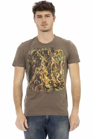 Trussardi Top, Herre, Brun, 3XL, Bomuld, Elegant brun Tee med Frontprint