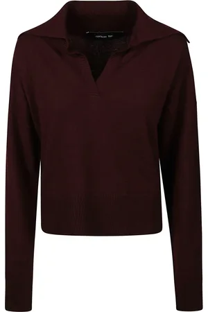 FEDERICA TOSI Strik, Dame, Brun, S, Uld, Stilfuld Polo Neck Sweater