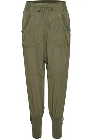 Cream Bukser, Dame, Grøn, M, Uld, Khaki Elastik Talje Bukser