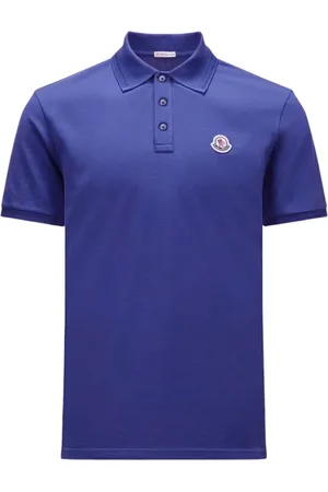 Moncler Top, Herre, Blå, 4XL, Bomuld, Logo Patch Polo Klassisk Blå Bomuld