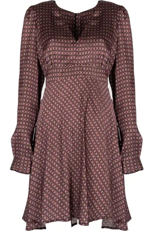 Liu Jo Kjole, Dame, Lilla, L, Polyester, Sensuel V-hals Mini Kjole