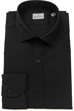 BAGUTTA Skjorte, Herre, Sort, L, Uld, Slim Fit French Collar Shirt Berlin