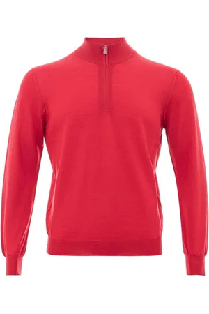 Gran Sasso Strik, Herre, Rød, L, Uld, Elegant uld T-shirt til mænd