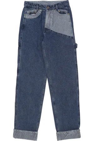 Karl Kani Jeans, Herre, Blå, W28, Denim, Baggy Denim Arbejdstøj Bukser Blå/Hvid