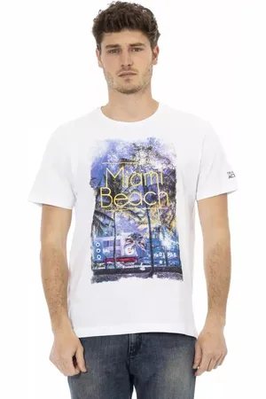 Trussardi Top, Herre, Hvid, 2XL, Bomuld, Elegant hvid bomuldsblandet tee