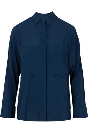 SEMICOUTURE Bluser & Skjorter, Dame, Blå, M, Blå Oriana Crepe de Chine Skjorte