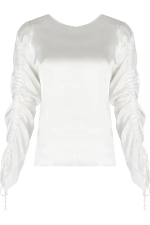 Liu Jo Bluser & Skjorter, Dame, Hvid, M, Elegant Bluse med Rund Hals